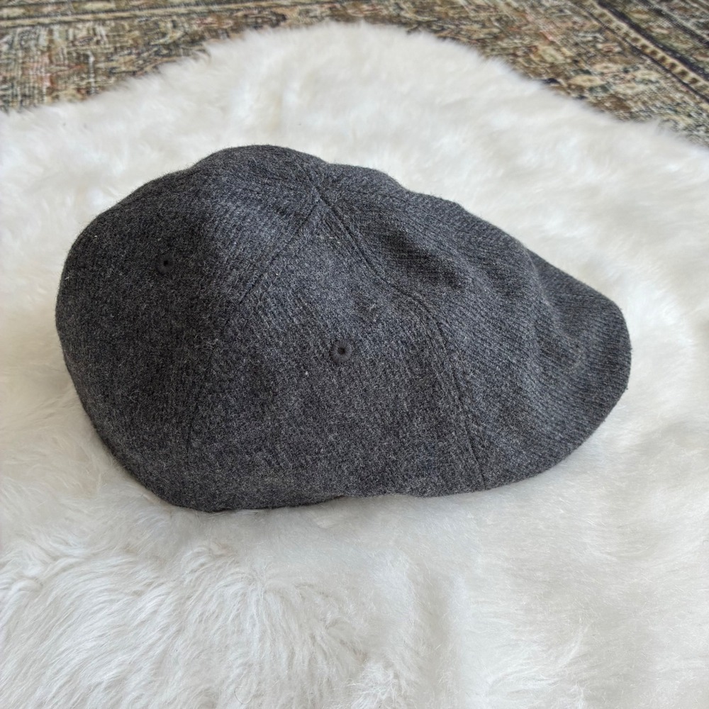Mens Charcoal Grey Wool Blend Newsboy Ivy Cap Plaid Brim Detail L/XL - Picture 6 of 6